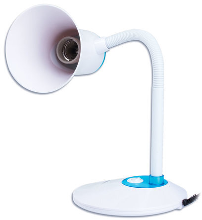 Настольная лампа-светильник SONNEN OU-607, на подставке, цоколь Е27, белый/синий, 236681