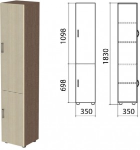 Шкаф закрытый &quot;Канц&quot;, 350х350х1830 мм, цвет венге/дуб молочный (КОМПЛЕКТ)