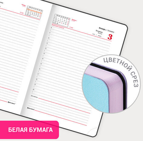 Ежедневник датированный 2023 А5 138x213 мм BRAUBERG "Vista", под кожу, гибкий, "Gradient", 114130