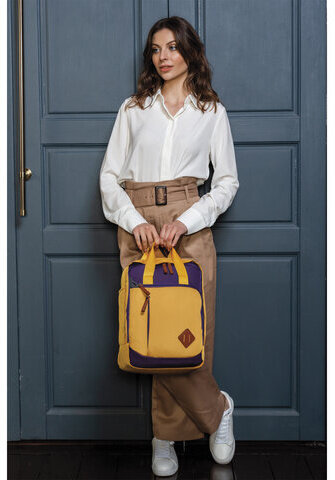 Рюкзак BRAUBERG FRIENDLY молодежный, горчично-фиолетовый, 37х26х13 см, 270093