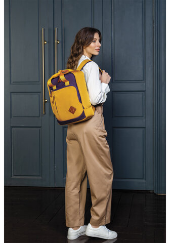 Рюкзак BRAUBERG FRIENDLY молодежный, горчично-фиолетовый, 37х26х13 см, 270093