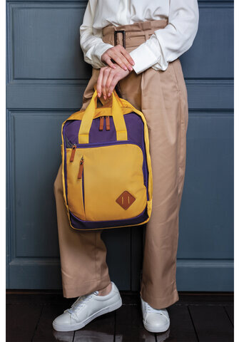 Рюкзак BRAUBERG FRIENDLY молодежный, горчично-фиолетовый, 37х26х13 см, 270093