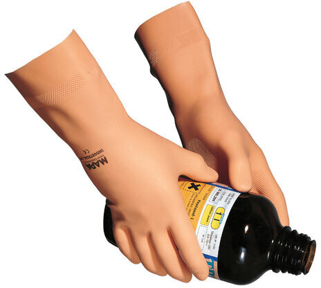 Перчатки латексные MAPA Industrial/Alto 299, хлопчатобумажное напыление, размер 7 (S), оранжевые