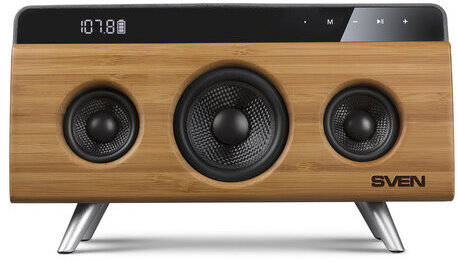 Колонка портативная SVEN HA-930, 2.0, 30 Вт, Bluetooth, FM, USB, LED-дисплей, бамбук, SV-019068
