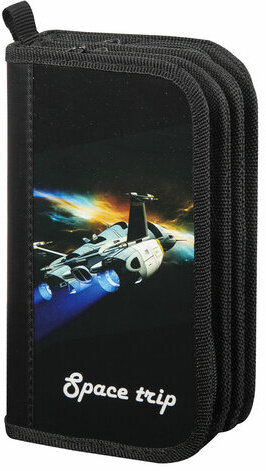 Пенал ПИФАГОР, 3 отделения, ламинированный картон, 19х11 см, "Space trip", 270895