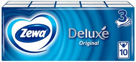 Платки носовые ZEWA Deluxe, 3-х слойные, 10 шт. х (спайка 10 пачек), 51174