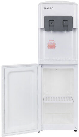 Кулер для воды SONNEN FSC-02AC, напольный, НАГРЕВ/ОХЛАЖДЕНИЕ КОМПРЕССОР, шкаф, 2 крана, белый, 455420