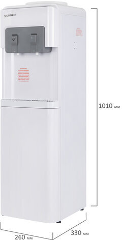 Кулер для воды SONNEN FSC-02AC, напольный, НАГРЕВ/ОХЛАЖДЕНИЕ КОМПРЕССОР, шкаф, 2 крана, белый, 455420