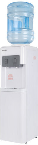 Кулер для воды SONNEN FSC-02AC, напольный, НАГРЕВ/ОХЛАЖДЕНИЕ КОМПРЕССОР, шкаф, 2 крана, белый, 455420