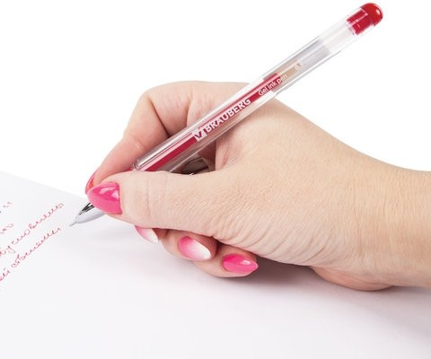 Ручка гелевая с грипом BRAUBERG "Geller", КРАСНАЯ, игольчатый узел 0,5 мм, линия письма 0,35 мм, 141181