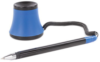 Ручка шариковая настольная масляная BRAUBERG "Стенд-Пен №1", СИНЯЯ, корпус черный/синий, линия письма 0,35 мм, 141884