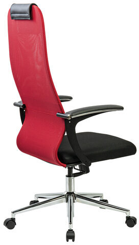 Кресло офисное BRABIX PREMIUM "Ultimate EX-801" хром, плотная двойная сетка Х2, черное/красное, 532921