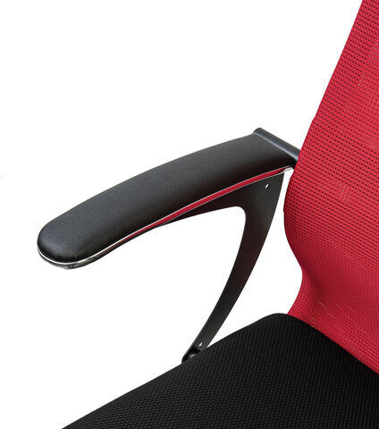 Кресло офисное BRABIX PREMIUM "Ultimate EX-801" хром, плотная двойная сетка Х2, черное/красное, 532921