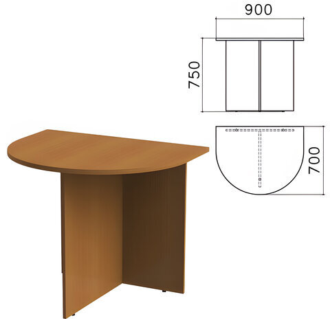 Стол приставной к столу для переговоров (640111) "Монолит", 900х700х750 мм, орех гварнери, ПМ19.3