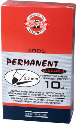 Маркер перманентный (нестираемый) KOH-I-NOOR, КРАСНЫЙ, круглый наконечник, 2,5 мм, 7740050801KSRU