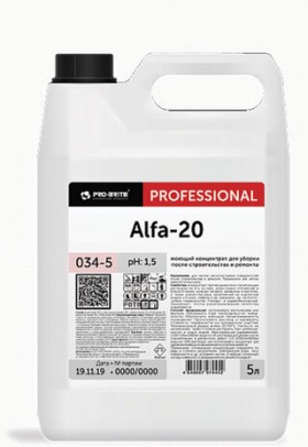 Средство для уборки после строительства моющее, 5 л, PRO-BRITE ALFA-20, кислотное, концентрат, 034-5