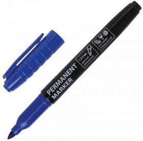 Маркер перманентный (нестираемый) BRAUBERG, СИНИЙ, круглый наконечник, 1,5-3 мм, с клипом, 151630