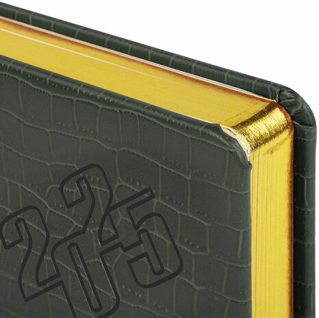 Ежедневник датированный 2025, А5, 138x213 мм, BRAUBERG "Comodo", под кожу, серо-зеленый, 115777