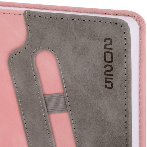 Ежедневник датированный 2025, А5, 138x213 мм, BRAUBERG "Assistant", под кожу, держатель для ручки, розовый, 115889