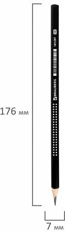 Карандаш чернографитный BRAUBERG, 1 шт., "Black&White", HB, трехгранный, корпус черный, заточенный, 181297