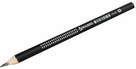 Карандаш чернографитный BRAUBERG, 1 шт., "Black&White", HB, трехгранный, корпус черный, заточенный, 181297