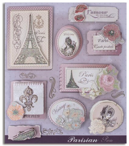 Наклейки бумажные объемные для скрапбукинга и декора ВИНТАЖ, 9 штук, ОСТРОВ СОКРОВИЩ, 662276