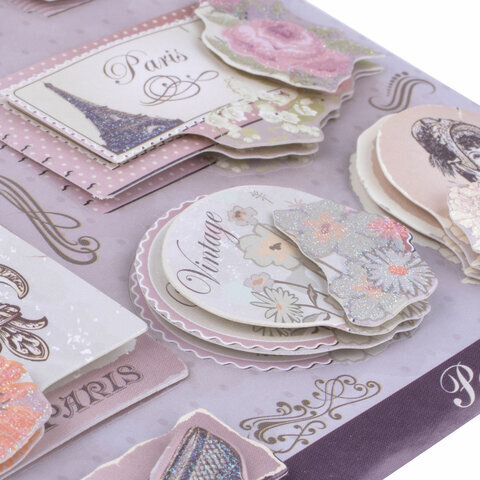 Наклейки бумажные объемные для скрапбукинга и декора ВИНТАЖ, 9 штук, ОСТРОВ СОКРОВИЩ, 662276