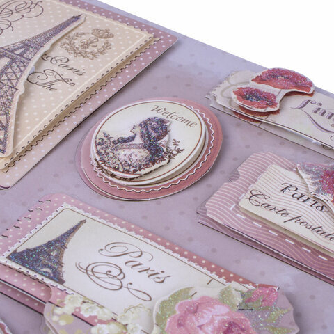 Наклейки бумажные объемные для скрапбукинга и декора ВИНТАЖ, 9 штук, ОСТРОВ СОКРОВИЩ, 662276