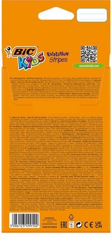 Карандаши цветные BIC "Evolution Stripes", 12 цветов, шестигранные, грифель 9505221