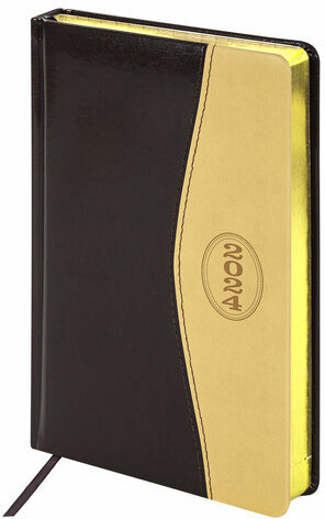 Ежедневник датированный 2024 А5 138x213 мм, BRAUBERG "De Luxe", под кожу, коричневый/бежевый, 114841