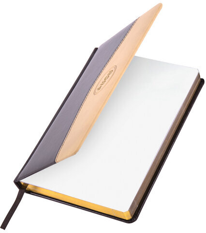 Ежедневник датированный 2024 А5 138x213 мм, BRAUBERG "De Luxe", под кожу, коричневый/бежевый, 114841