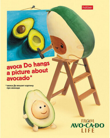 Тетрадь А5, 48 л., HATBER, скоба, клетка, обложка картон, AvoCaDo life (5 видов в спайке), 48Т5В1