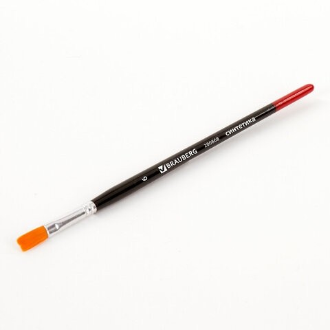 Кисть BRAUBERG синтетика, плоская, №6, 200868