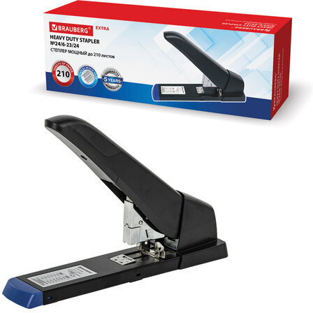 Степлер МОЩНЫЙ до 210 листов BRAUBERG "Heavy Duty Extra", скобы № 24/6-23/24, 270554