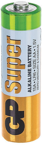 Батарейки GP Super, AA (LR6, 15А), алкалиновые, пальчиковые, КОМПЛЕКТ 4 шт., ПРОМО 3+1, 15A3/1-2CR4