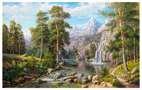 Картина стразами (алмазная мозаика), 30х40 см, ОСТРОВ СОКРОВИЩ "Водопад", без подрамника, 663857