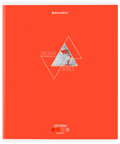 Тетрадь А5, 48 л., BRAUBERG, скоба, клетка, глянцевый лак, "Smart" (микс в спайке), 404345