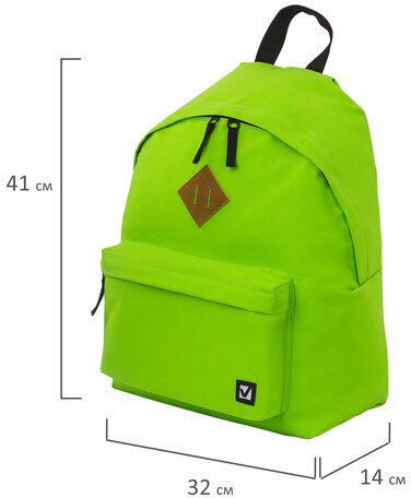 Рюкзак BRAUBERG, универсальный, сити-формат, один тон, салатовый, 20 литров 41х32х14 см, 225377