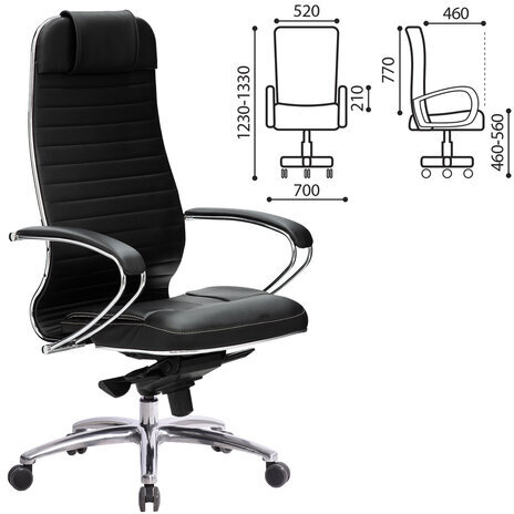 Кресло офисное МЕТТА "SAMURAI" KL-1.04, рецик. кожа, черное