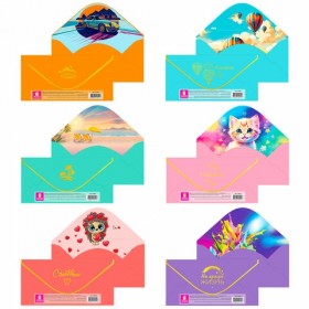 Конверт для денег &quot;Soft Style&quot; 166х82 мм, софт-тач, фольга, ЗОЛОТАЯ СКАЗКА, 6 дизайнов, 116362