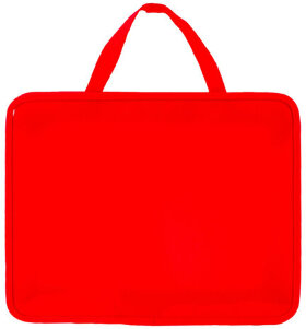 Папка на молнии с ручками ПИФАГОР, А4, пластик, молния сверху, однотонная красная, 228232