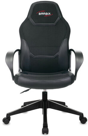 Кресло компьютерное BRABIX "Alpha GM-018", ткань/экокожа, черное, 532636, GM-018_532636