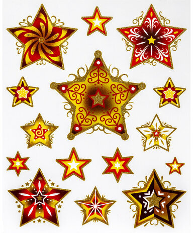 Украшение для окон и стекла ЗОЛОТАЯ СКАЗКА "Красно-золотые снежинки 3", 30х38 см, ПВХ, 591209