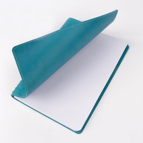 Тетрадь А5 (148x218 мм), BRAUBERG "Office PRO", гибкая, под кожу, гребень, 80 л., бирюзовая, 111043