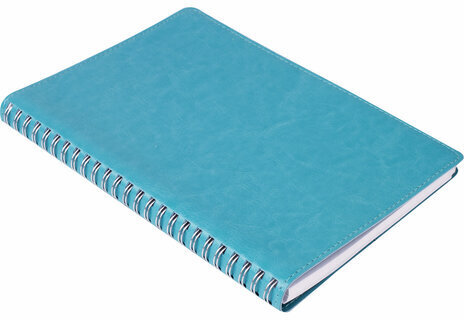 Тетрадь А5 (148x218 мм), BRAUBERG "Office PRO", гибкая, под кожу, гребень, 80 л., бирюзовая, 111043