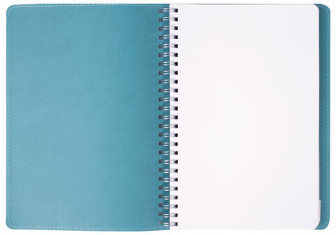 Тетрадь А5 (148x218 мм), BRAUBERG "Office PRO", гибкая, под кожу, гребень, 80 л., бирюзовая, 111043