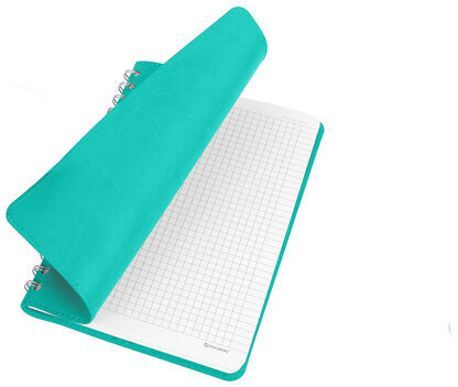 Тетрадь А5 (148x218 мм), BRAUBERG "Office PRO", гибкая, под кожу, гребень, 80 л., бирюзовая, 111043