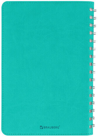 Тетрадь А5 (148x218 мм), BRAUBERG "Office PRO", гибкая, под кожу, гребень, 80 л., бирюзовая, 111043