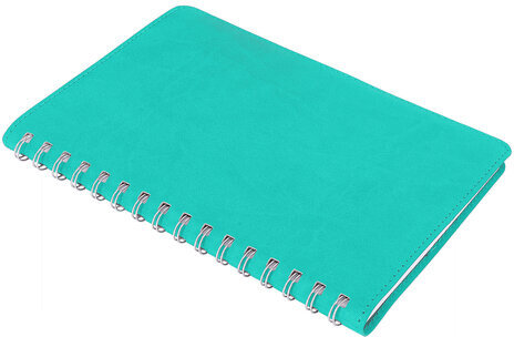 Тетрадь А5 (148x218 мм), BRAUBERG "Office PRO", гибкая, под кожу, гребень, 80 л., бирюзовая, 111043