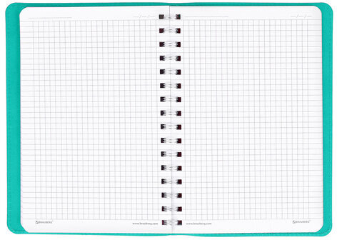 Тетрадь А5 (148x218 мм), BRAUBERG "Office PRO", гибкая, под кожу, гребень, 80 л., бирюзовая, 111043